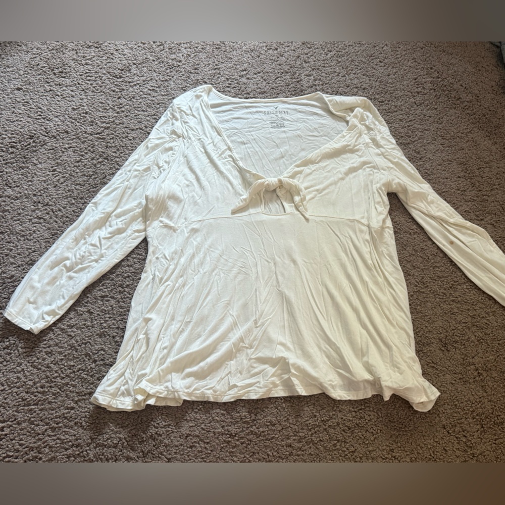 American Eagle Soft & Sexy Tie Long Sleeve Top